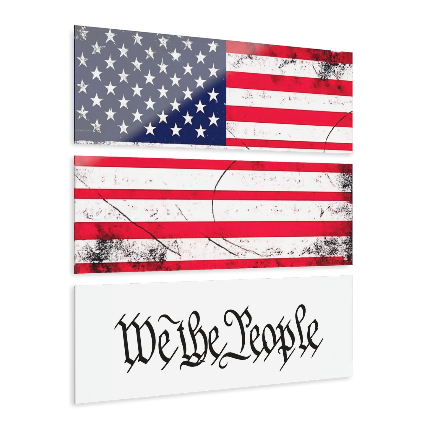 #250 We The People Triptych Acrylic Wall Art — Patriotic America Flag Decor