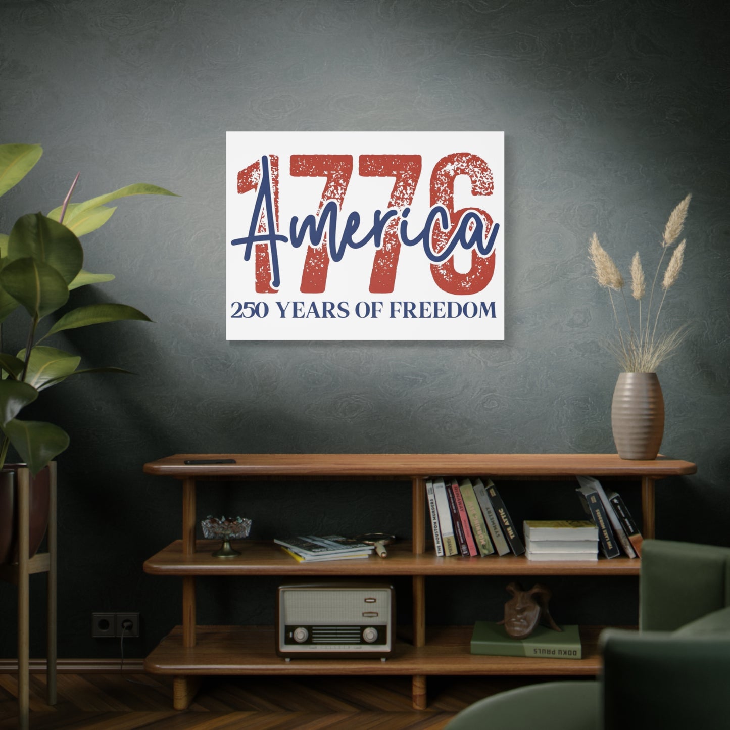 #250 1776 America: 250 Years of Freedom' Patriotic Independence Day Matte Canvas Wall Art