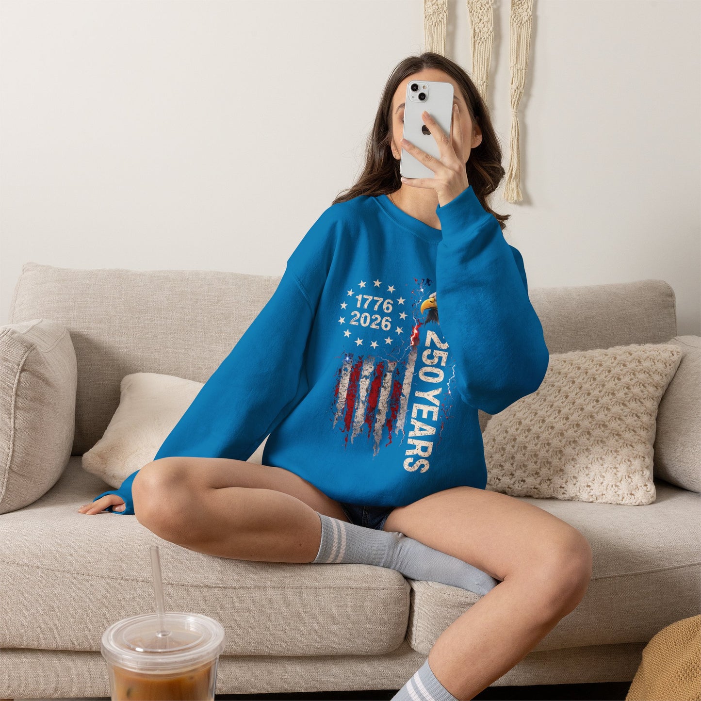 #250 1776-2026 250 Years USA Bicentennial Eagle Crewneck Sweatshirt