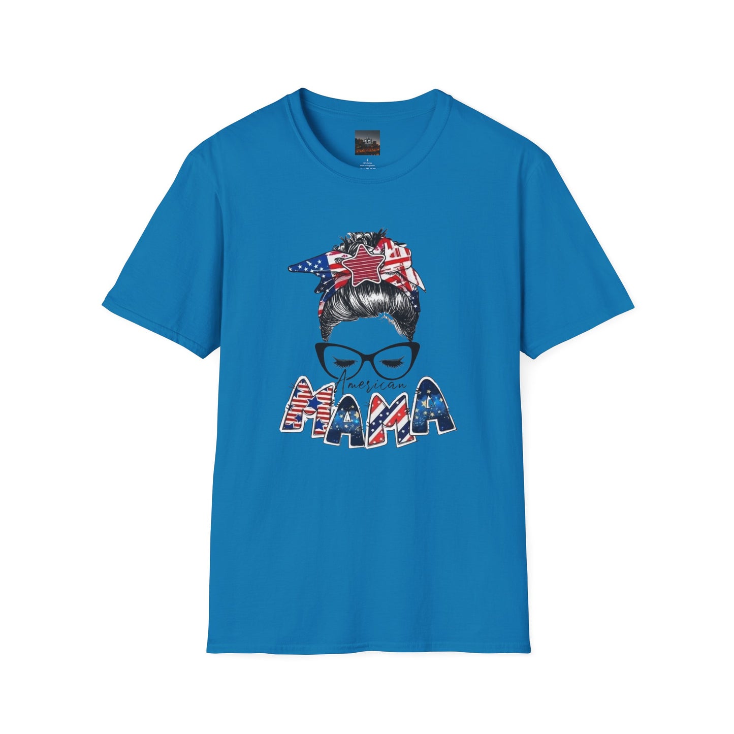 Mama USA Flag Messy Bun T-Shirt