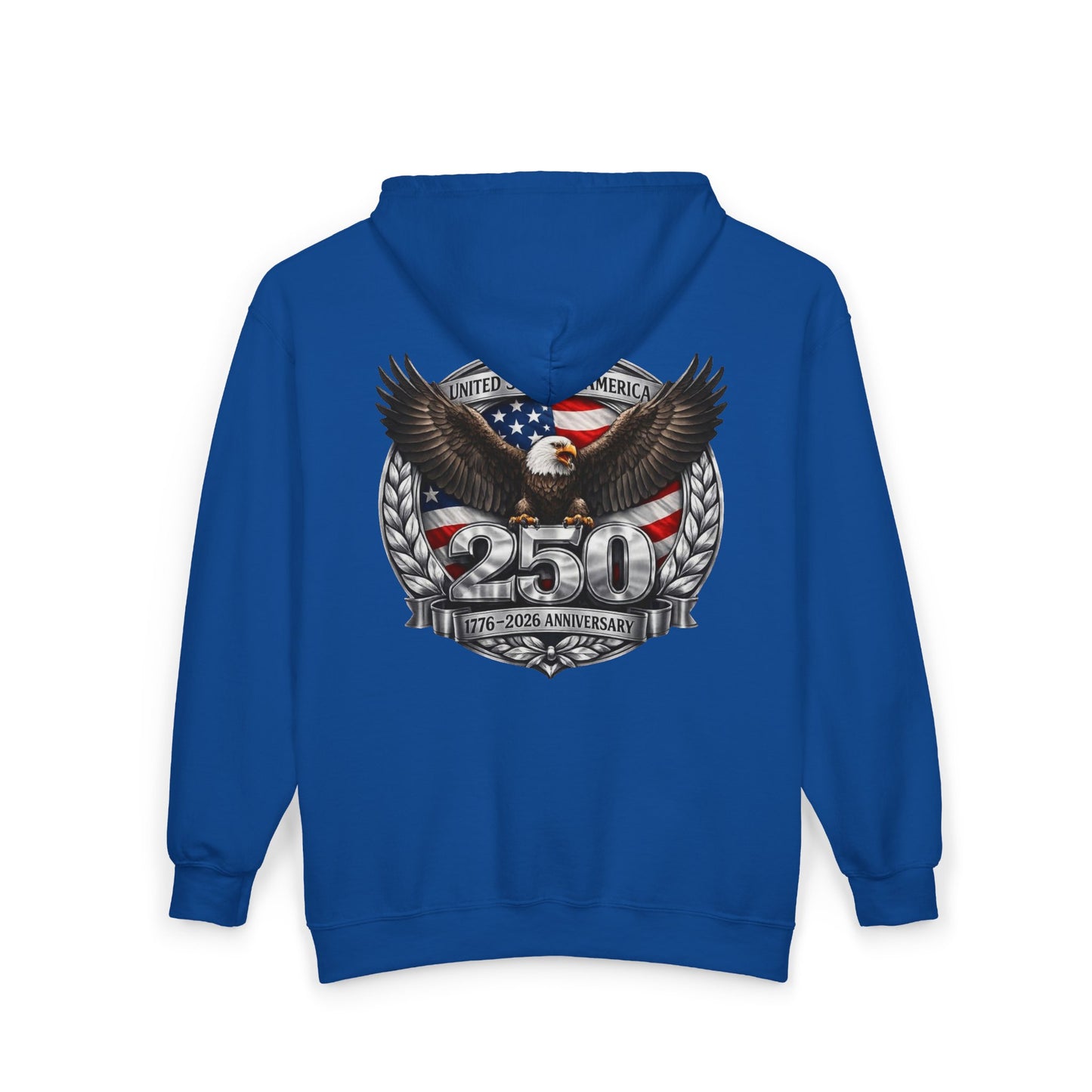#250 Patriotic Bald Eagle 250 United States Emblem Zip Hoodie