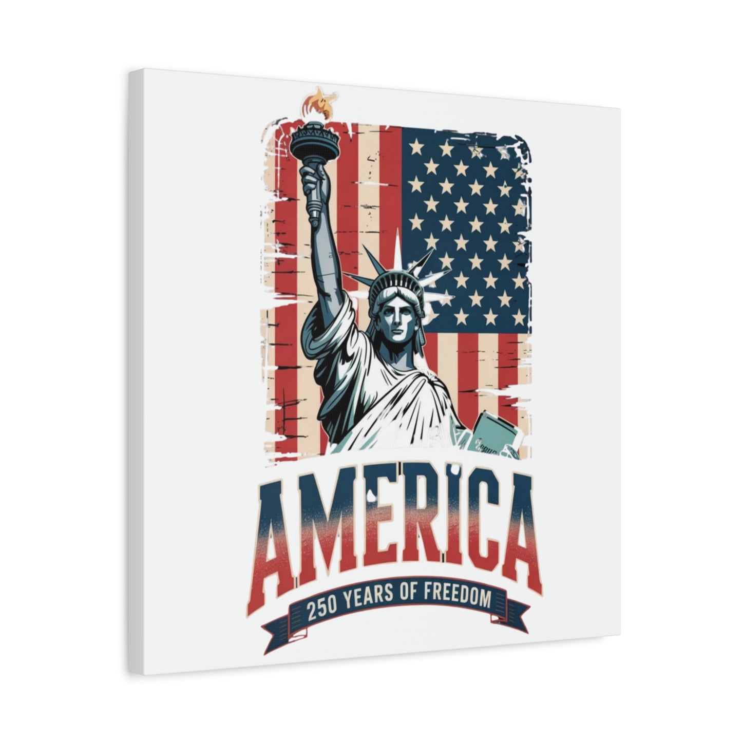 #250 Statue of Liberty American Flag 'America' Patriotic Independence Day Matte Canvas Wall Art
