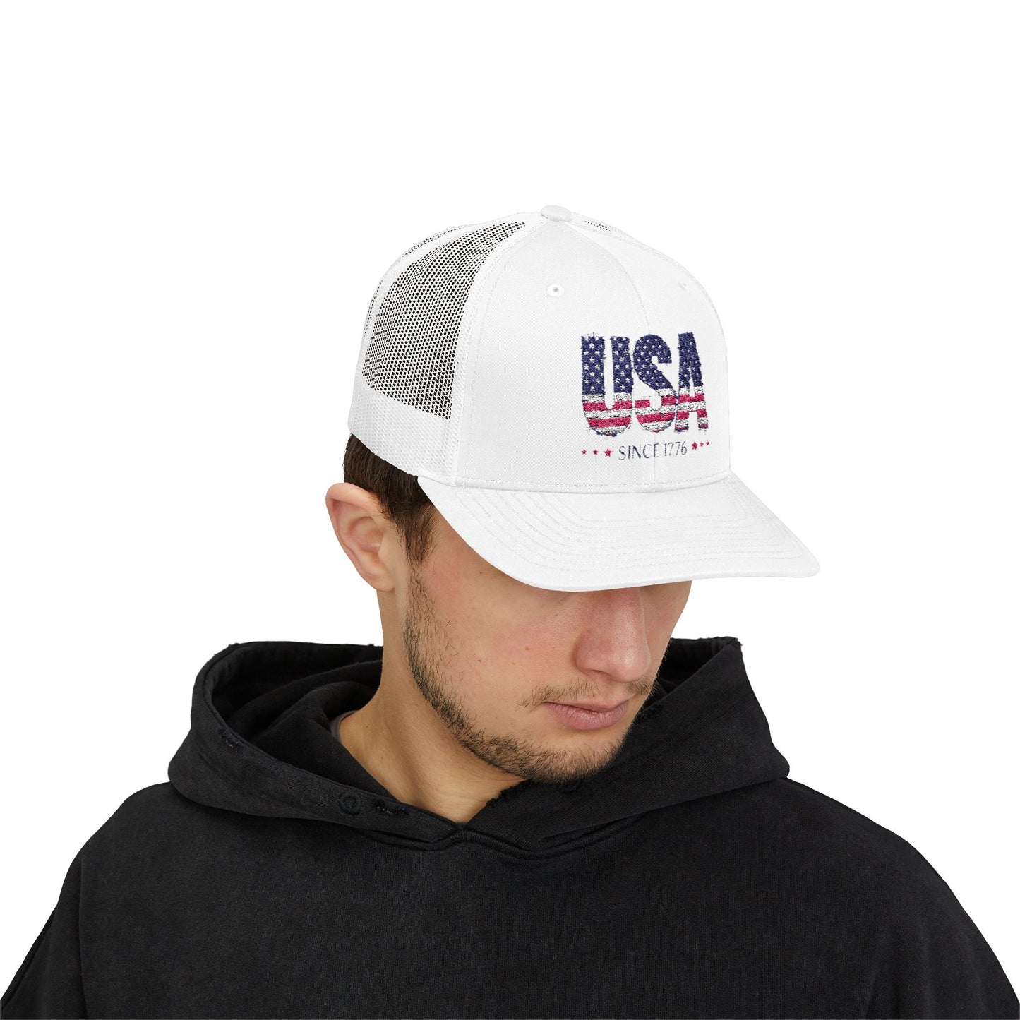 #250 USA Flag "USA Since 1776" Patriotic Snapback Trucker Cap