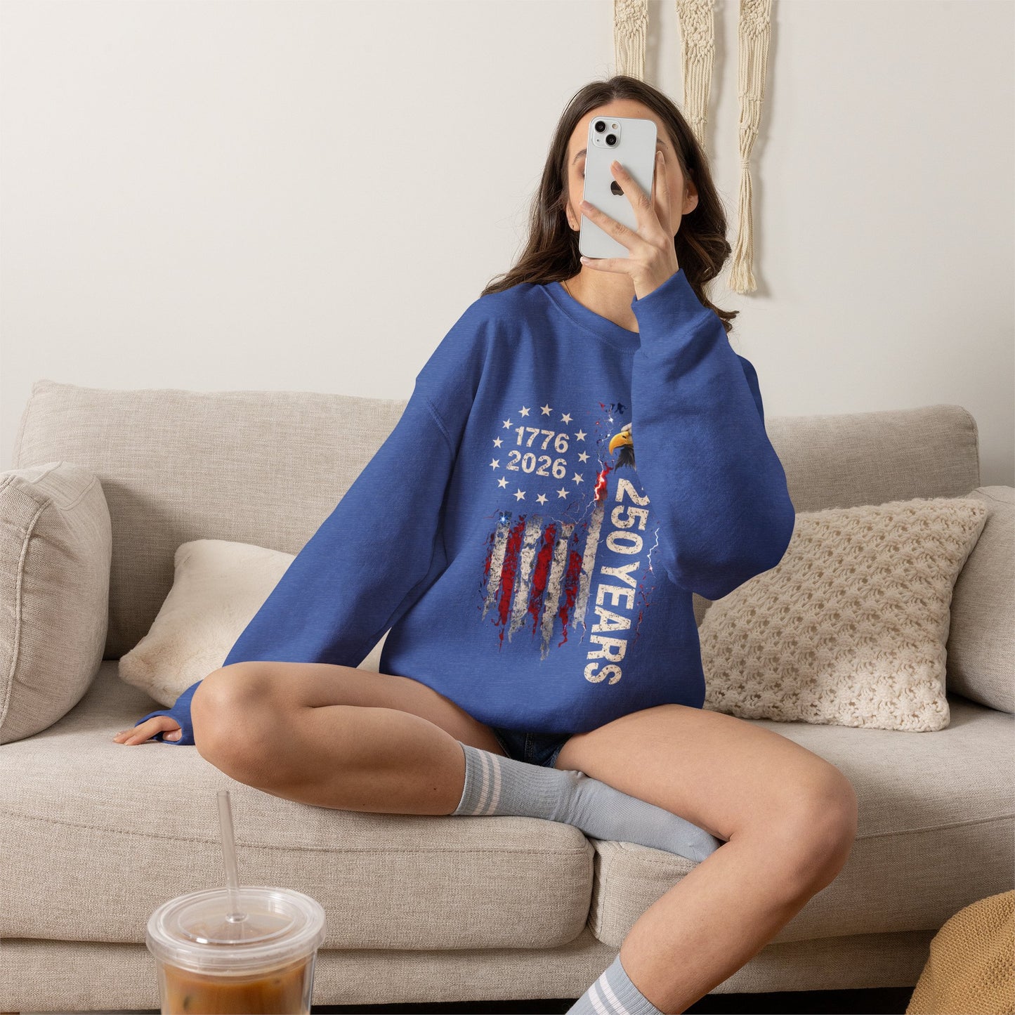 #250 1776-2026 250 Years USA Bicentennial Eagle Crewneck Sweatshirt