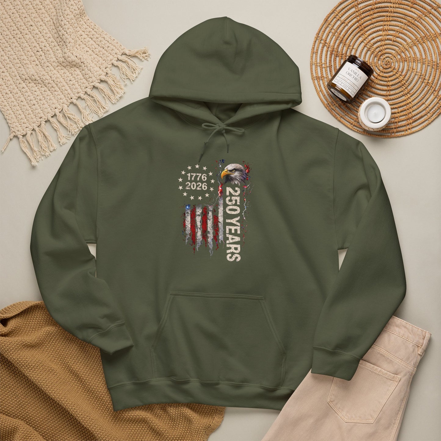 #250 1776-2026 250 Years USA Bicentennial Eagle Hoodie