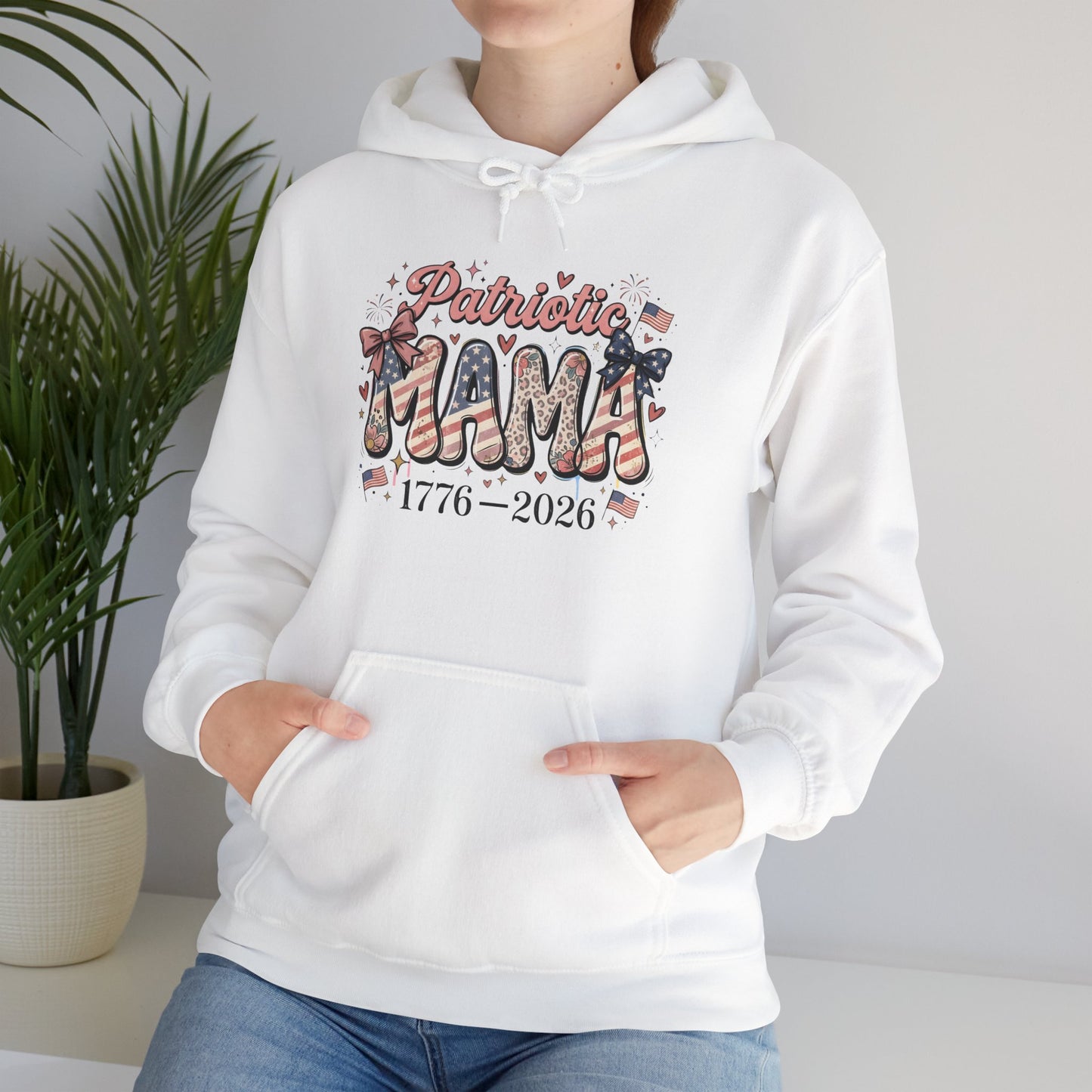 #250 Patriotic Mama 1776–2026 American Flag Hoodie