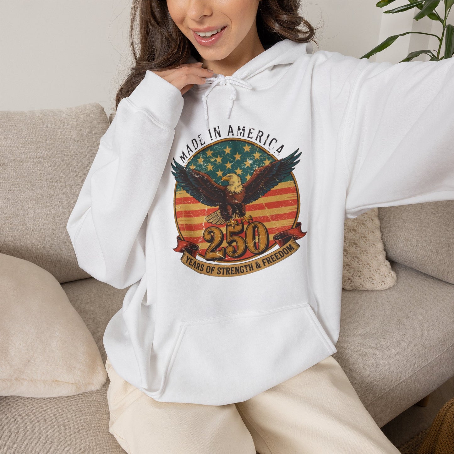 #250 Made in America Eagle 250th Anniversary Patriotic Hoodie