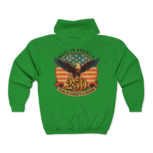 #250 Made in America Eagle 250th Anniversary Patriotic Zip Hoodie