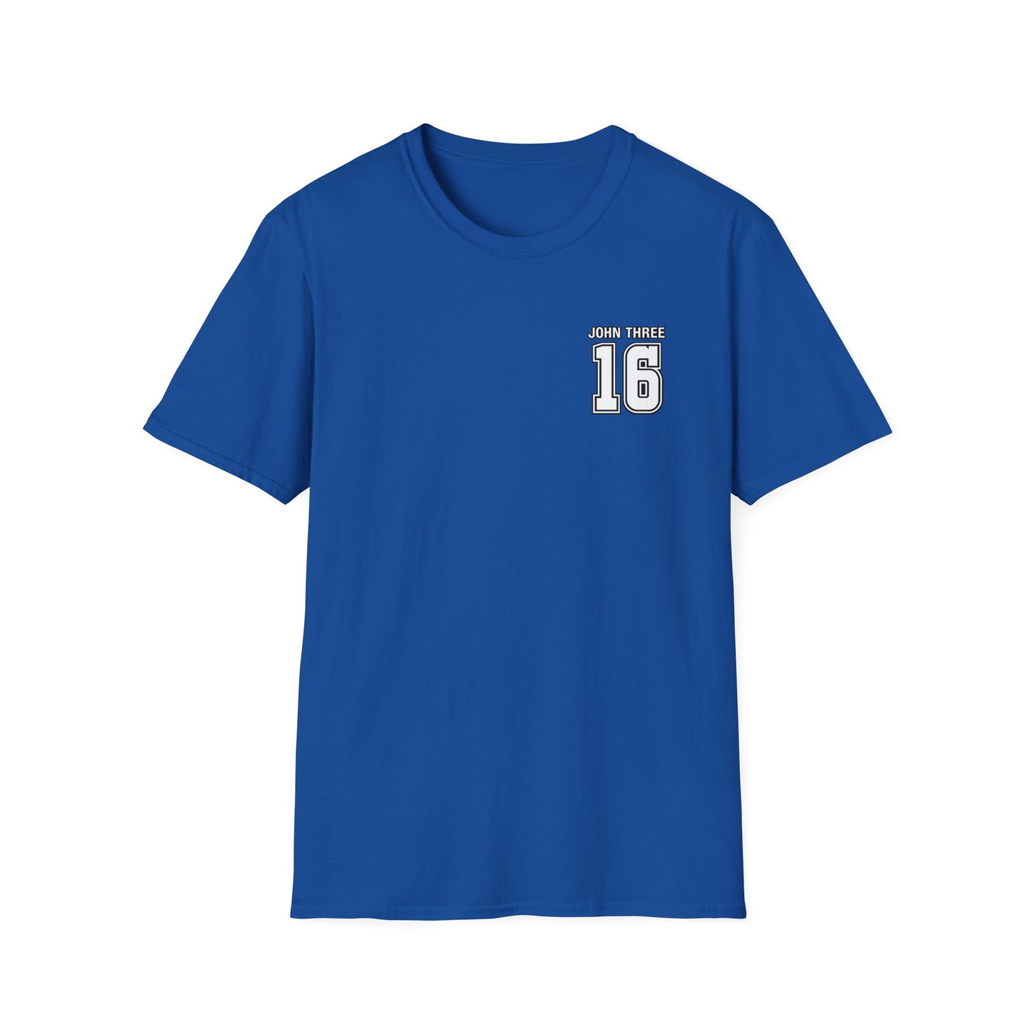 John Three 16 Chest and Back Jersey Print with Scripture Tee