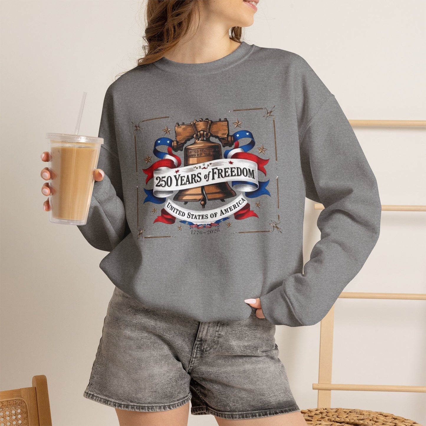 #250 250 Years of Freedom Liberty Bell Crewneck Sweatshirt