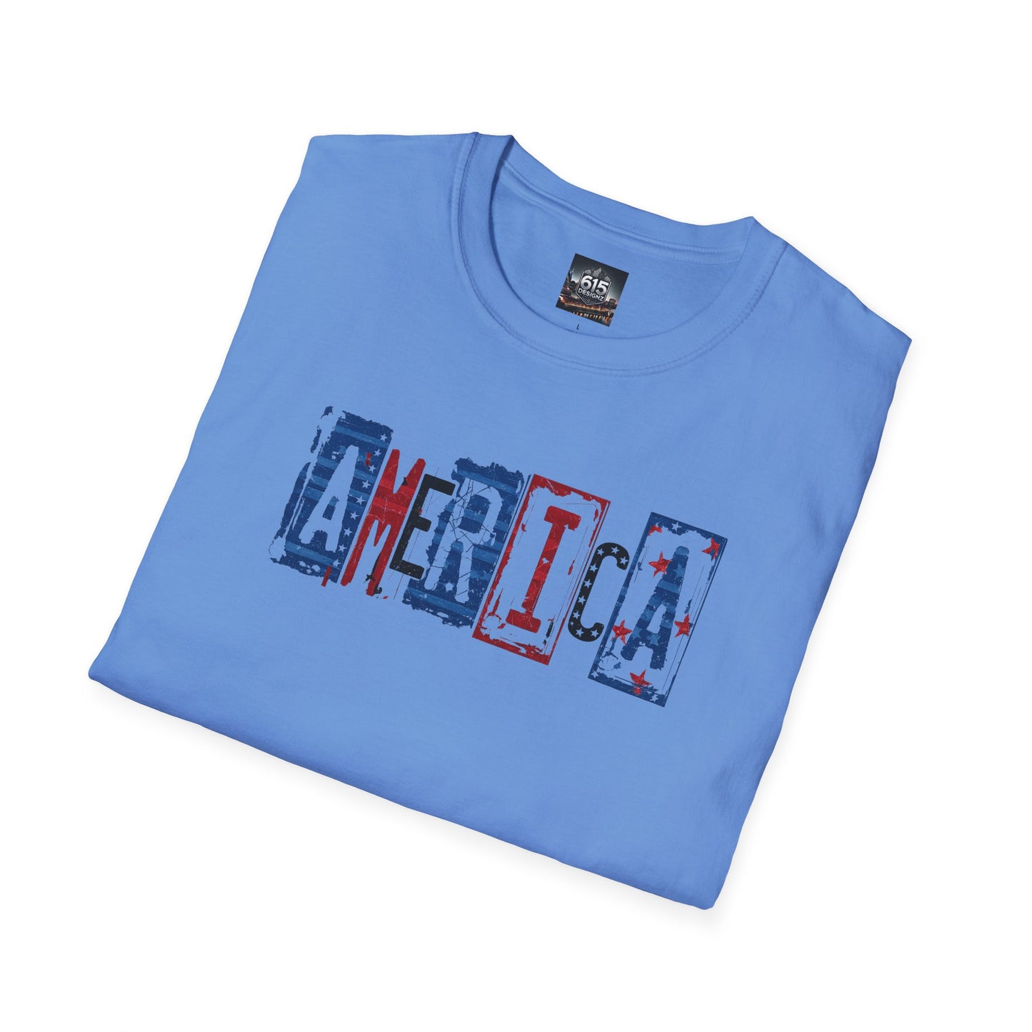 #250 America Retro Block Text Patriotic T-Shirt