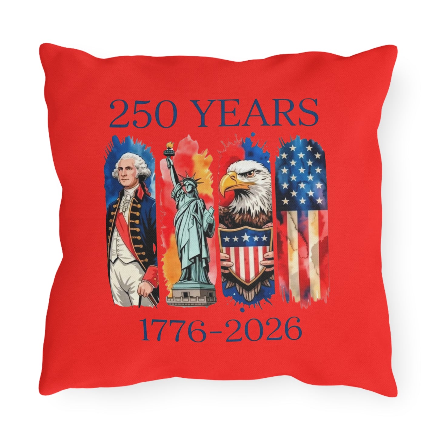 #250 250 Years American History Celebration 1776–2026 Patriotic Outdoor Throw Pillow