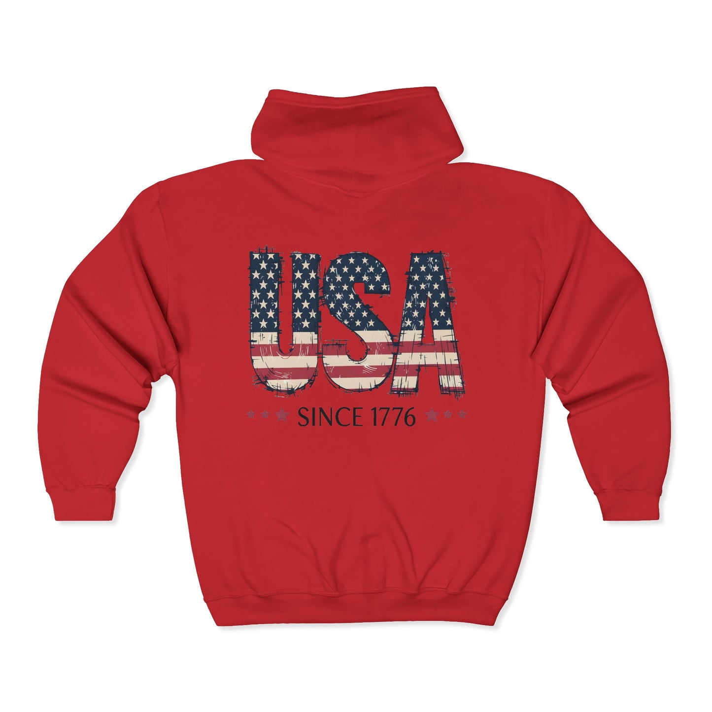 #250 USA Flag "USA Since 1776" Patriotic Zip Hoodie
