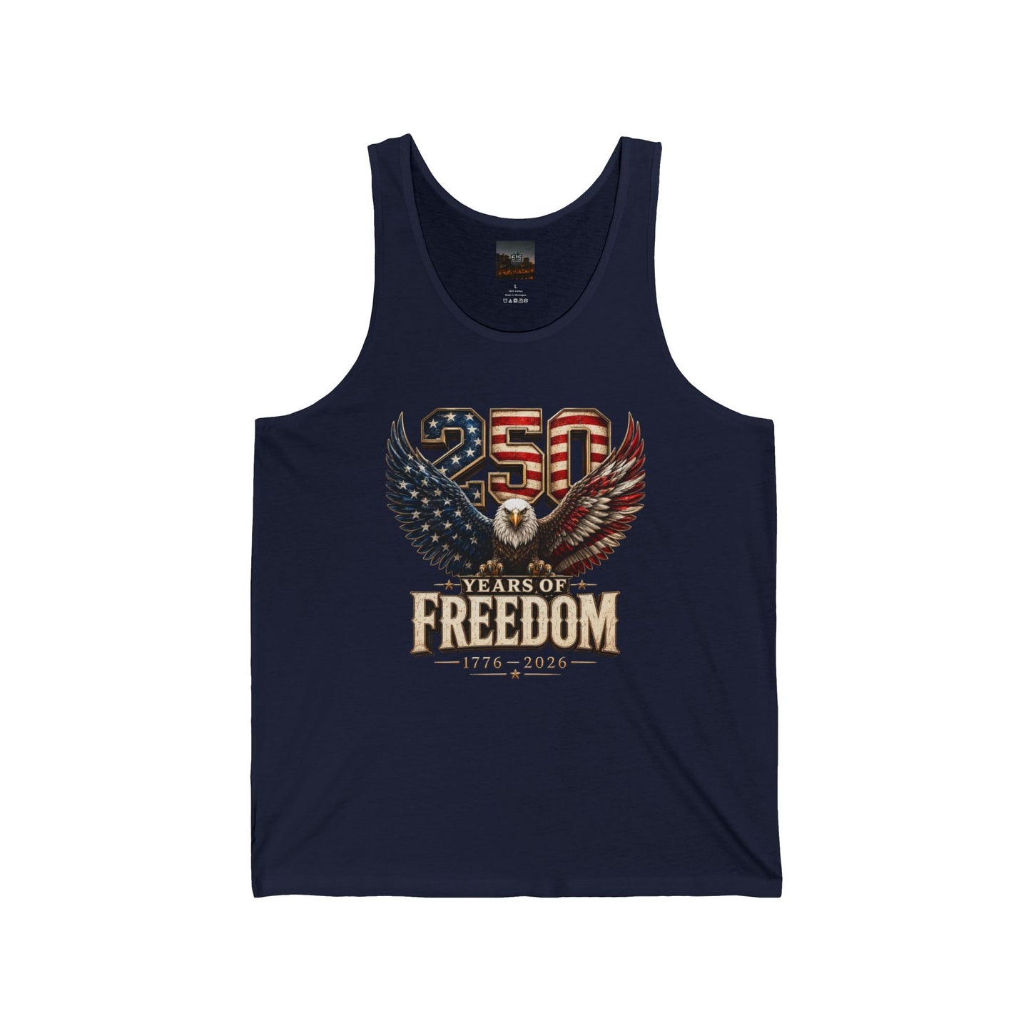 #250 250 Years of Freedom Eagle Patriotic American Flag Anniversary (1776–2026) Jersey Tank Top