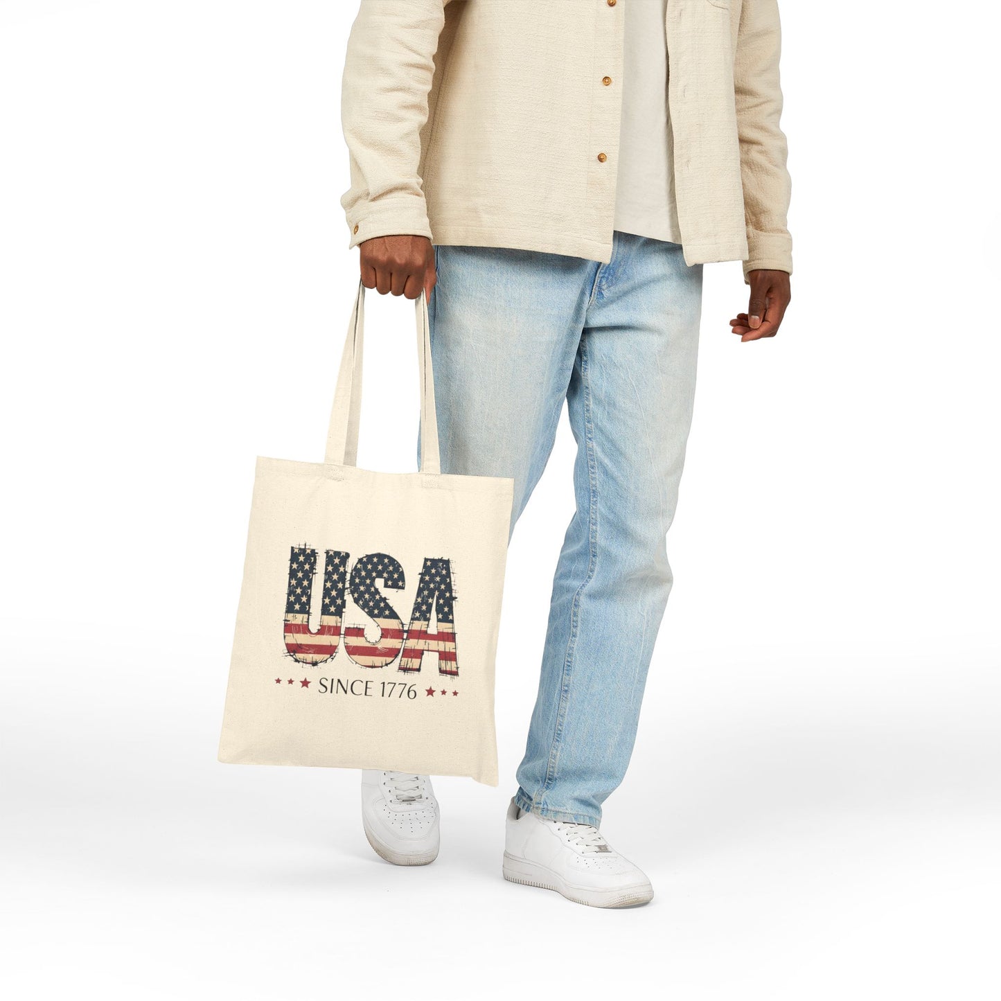 #250 USA Flag "USA Since 1776" Patriotic Canvas Tote