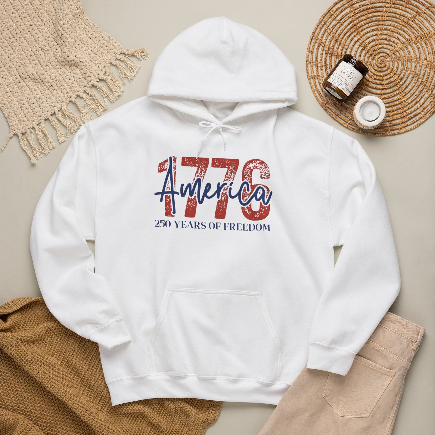 #250 1776 America: 250 Years of Freedom' Patriotic Independence Day Hoodie