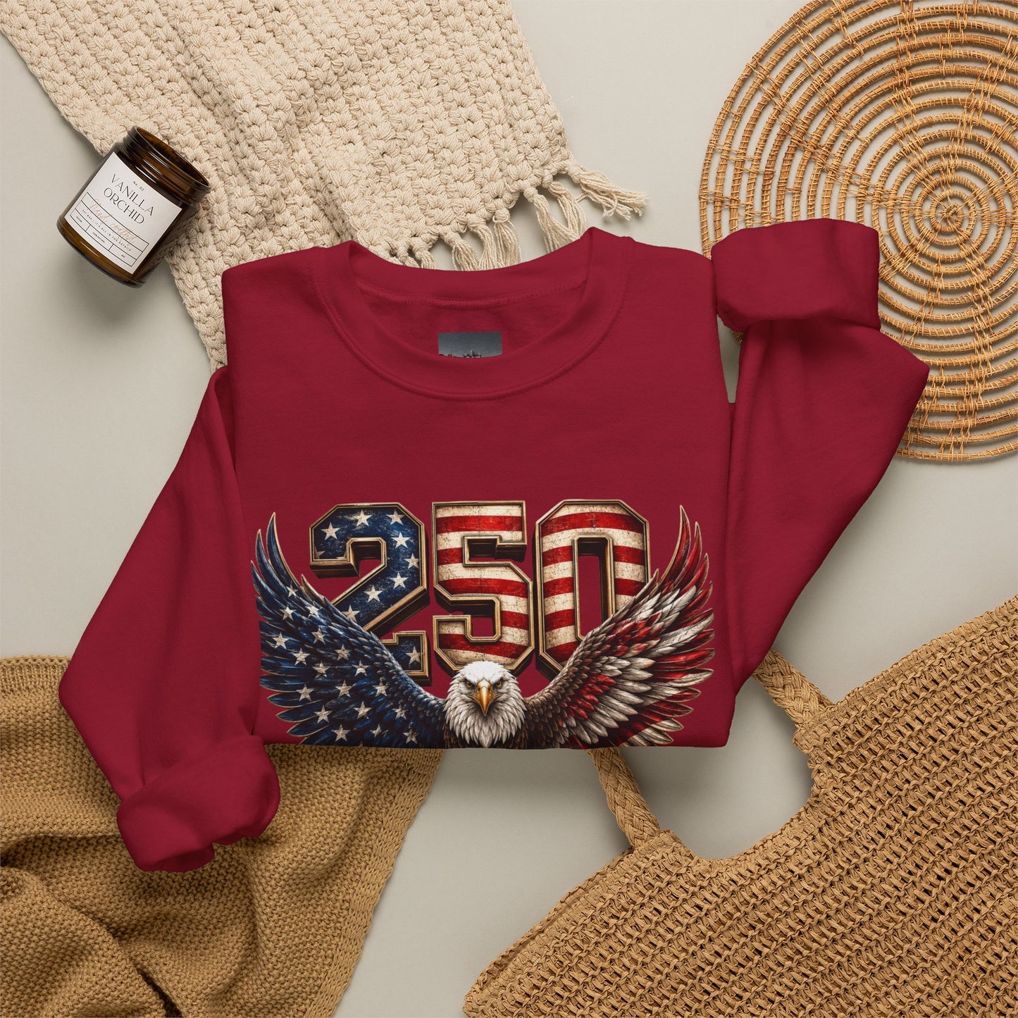 #250 250 Years of Freedom Eagle Patriotic American Flag Anniversary (1776–2026) Crewneck Sweatshirt