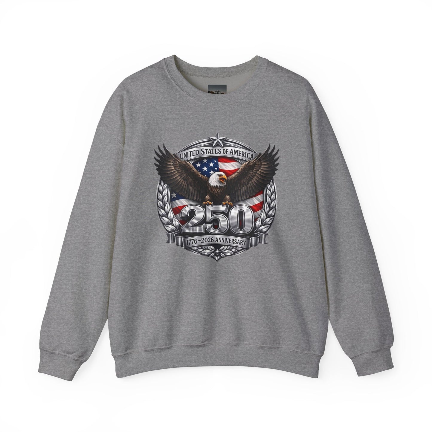 #250 Patriotic Bald Eagle 250 United States Emblem Crewneck Sweatshirt