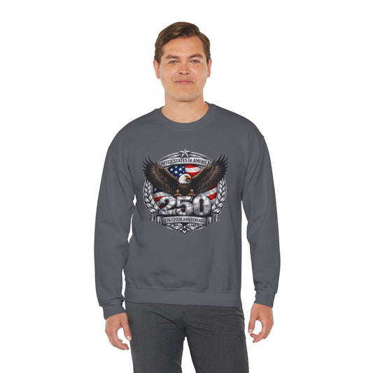 #250 Patriotic Bald Eagle 250 United States Emblem Crewneck Sweatshirt