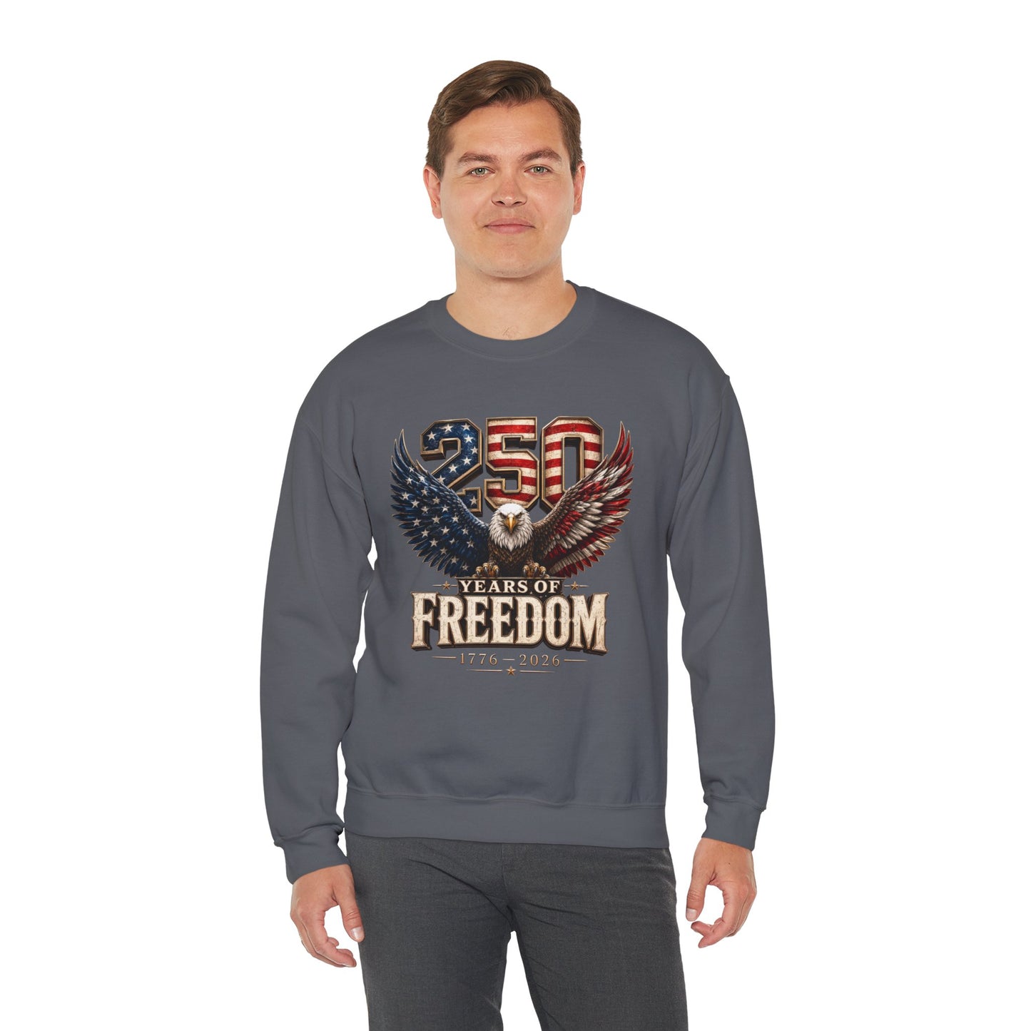 #250 250 Years of Freedom Eagle Patriotic American Flag Anniversary (1776–2026) Crewneck Sweatshirt