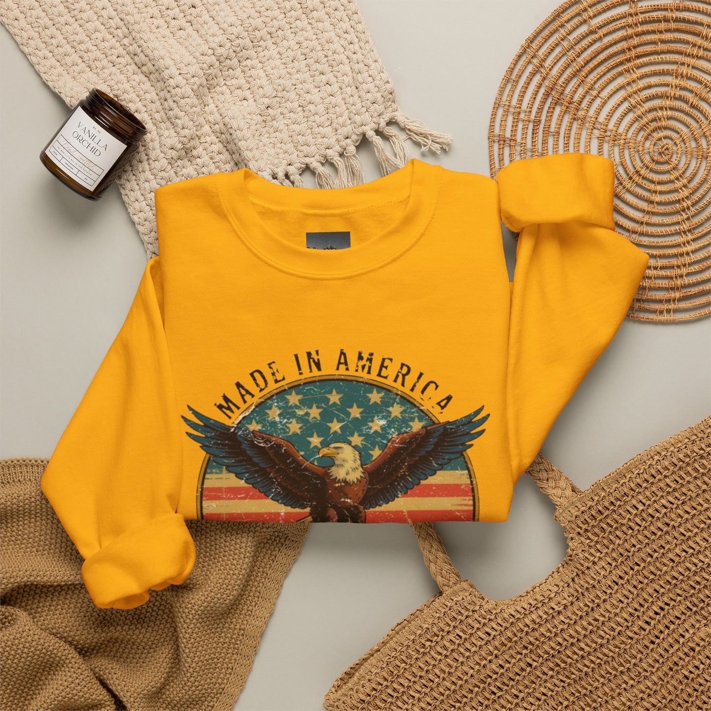 #250 Made in America Eagle 250th Anniversary Patriotic Crewneck Sweatshirt