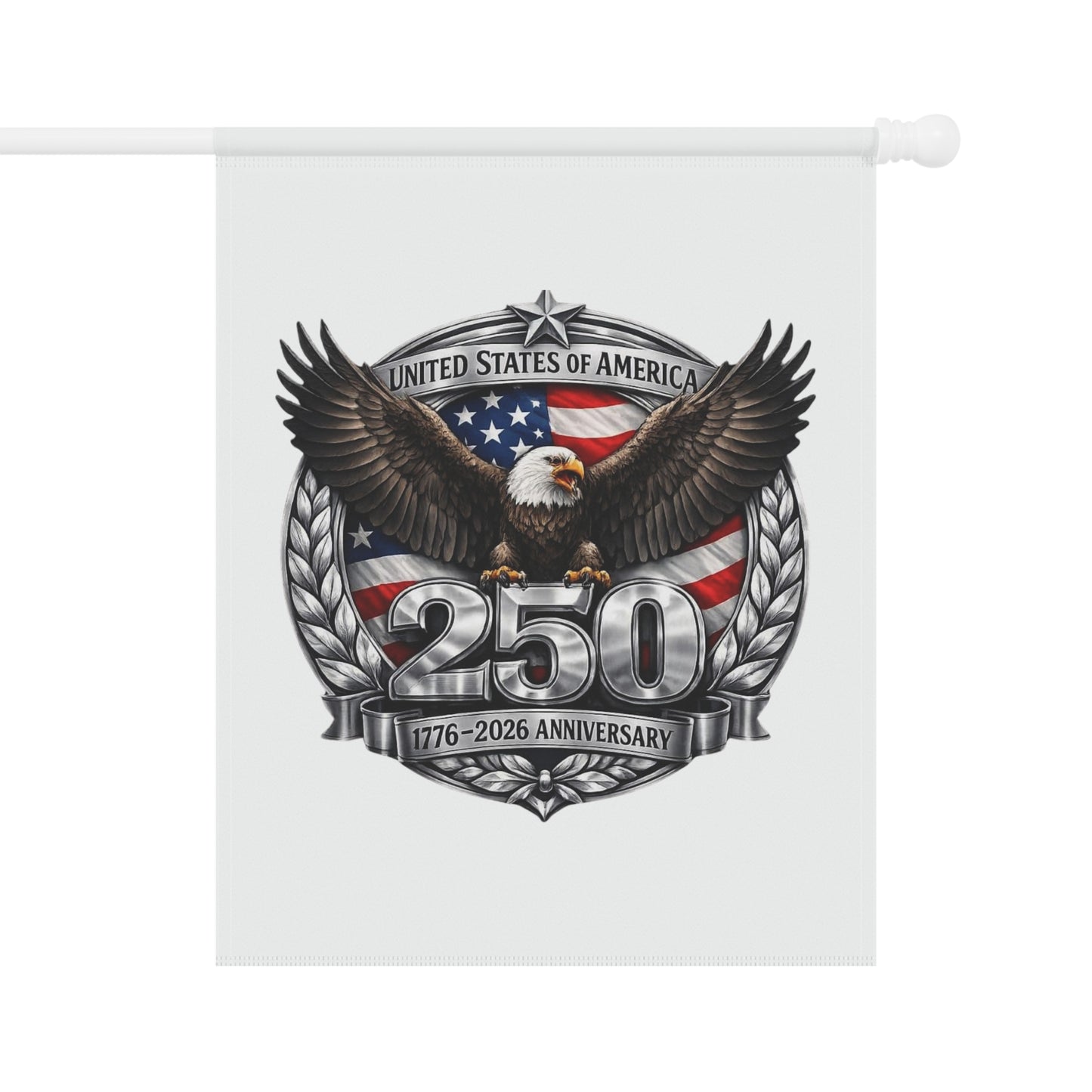 #250 Patriotic Bald Eagle 250 United States Emblem Garden Flag — House Banner