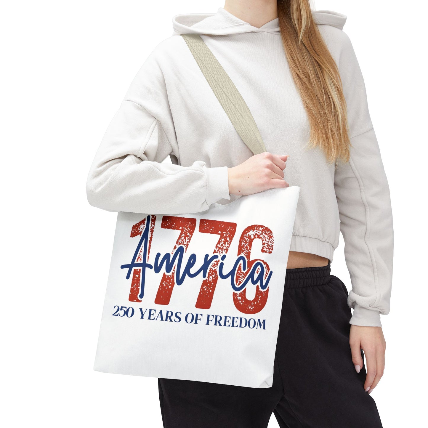 #250 1776 America: 250 Years of Freedom' Patriotic Independence Day Tote Bag