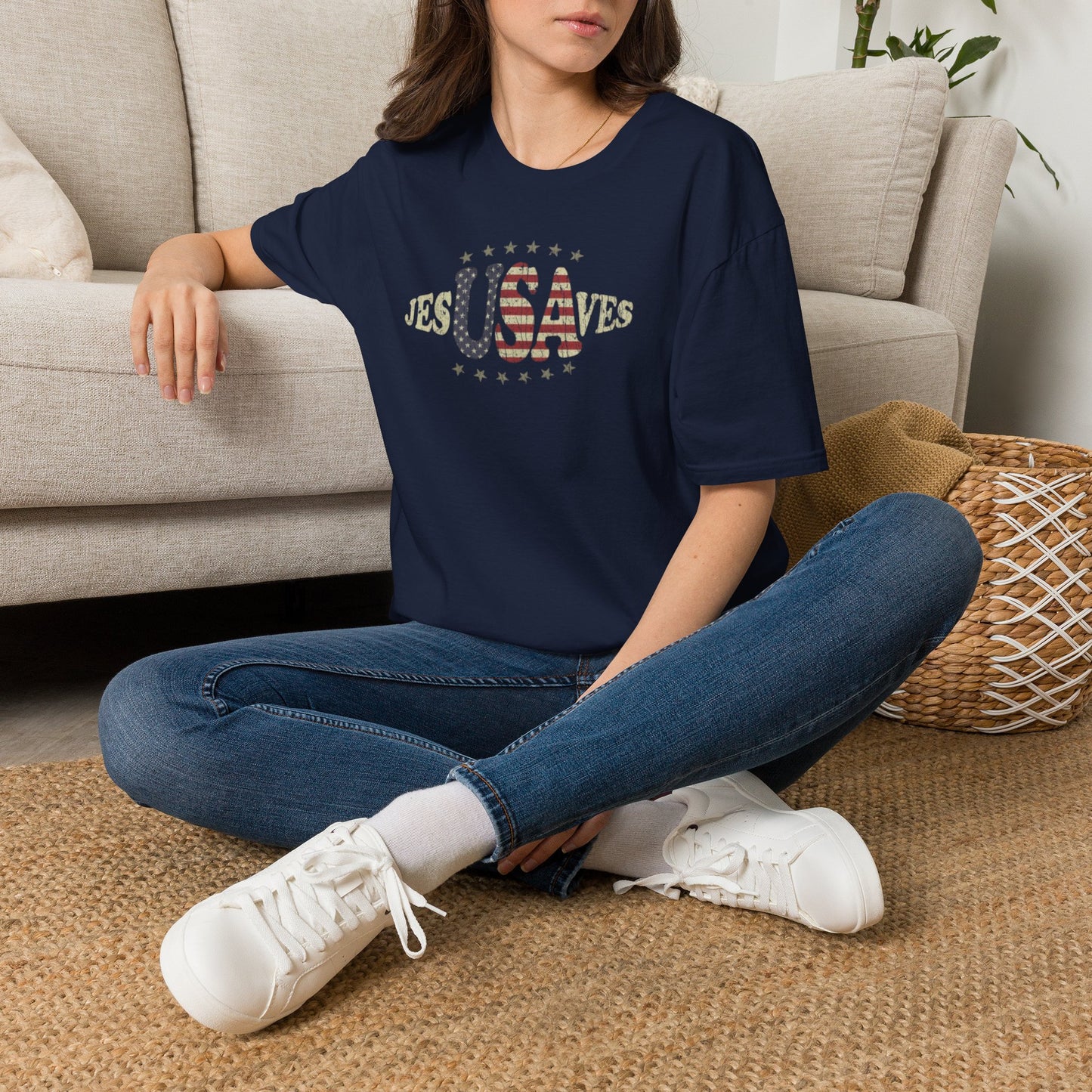 JesUSAves Patriotic T-Shirt — American Flag Christian Faith Tee