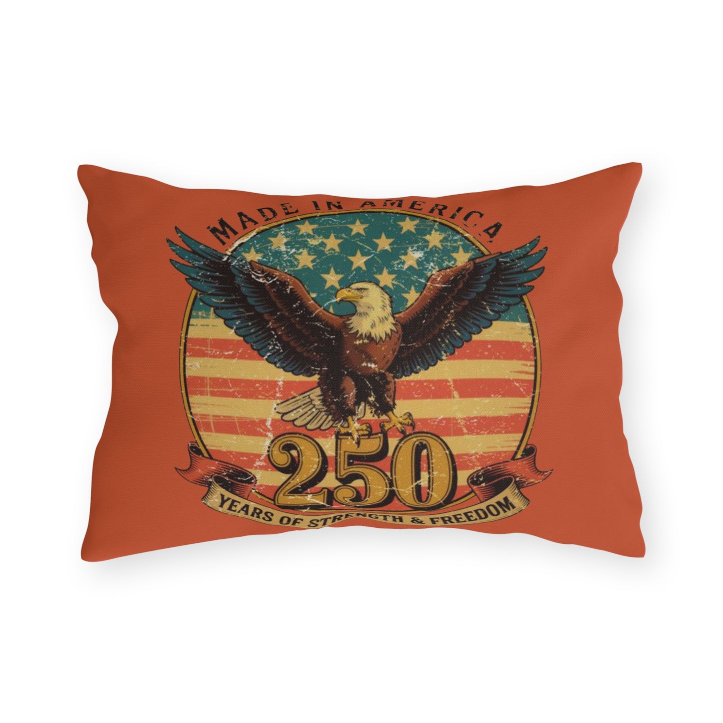 #250 Made in America Eagle 250th Anniversary Patriotic Outdoor Throw Pillow