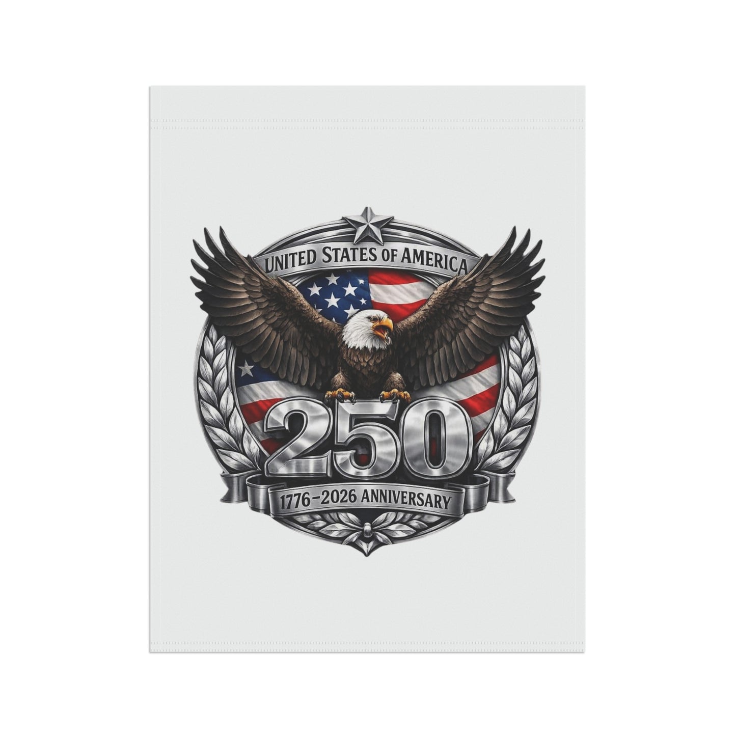 #250 Patriotic Bald Eagle 250 United States Emblem Garden Flag — House Banner