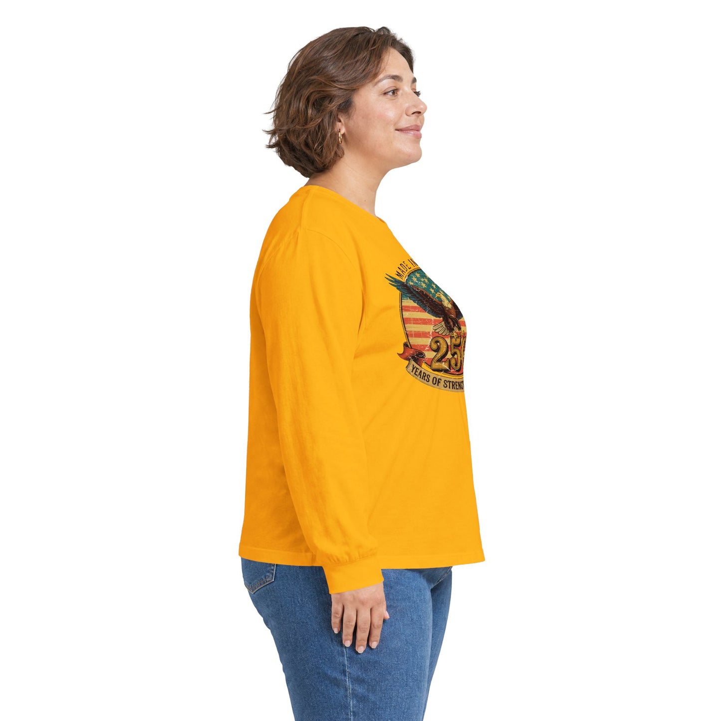 #250 Made in America Eagle 250th Anniversary Patriotic Long Sleeve Tee