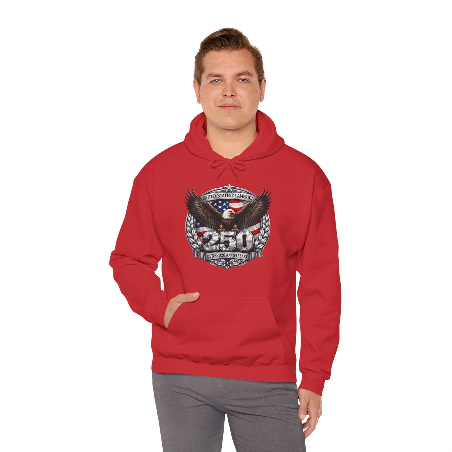 #250 Patriotic Bald Eagle 250 United States Emblem Hoodie