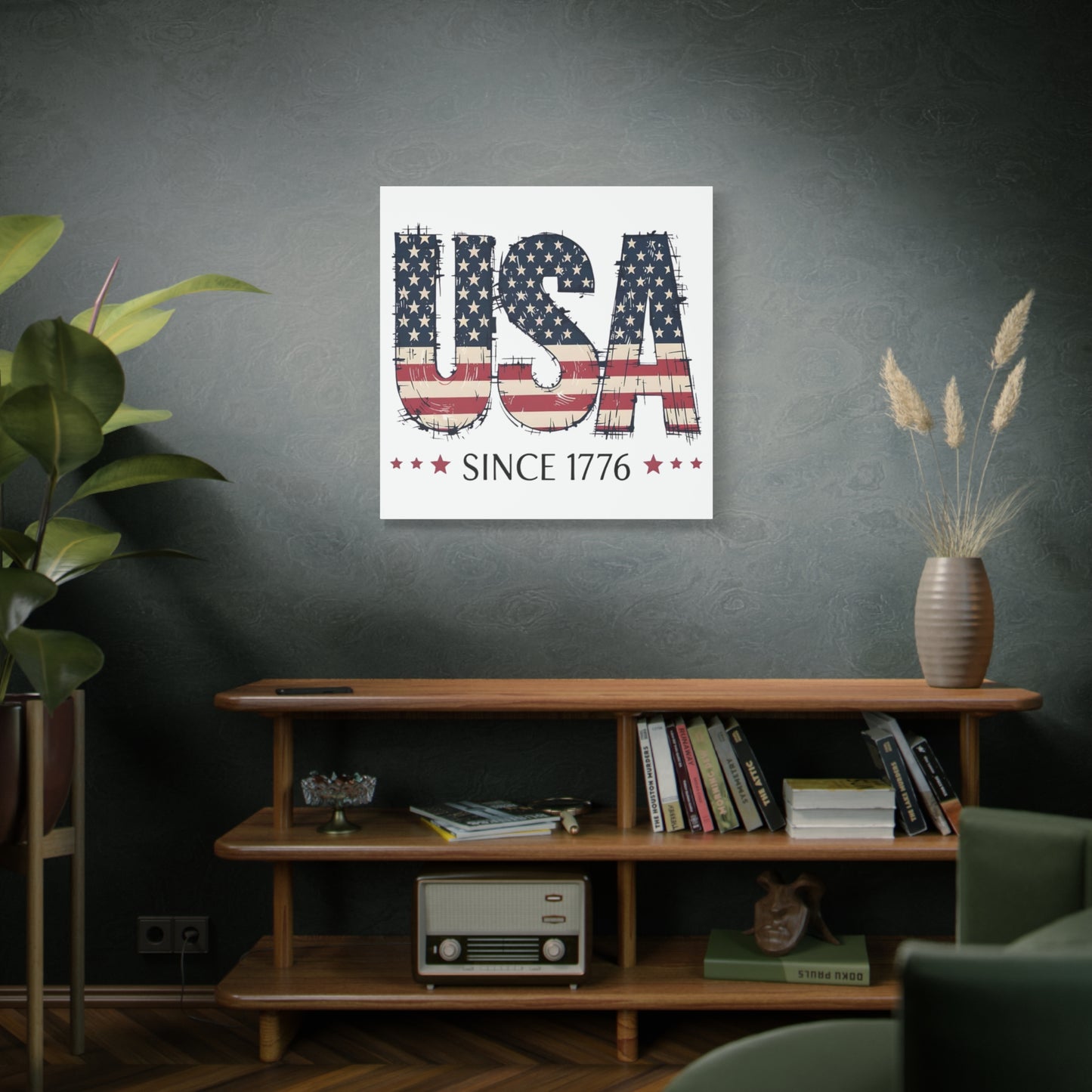#250 USA Flag "USA Since 1776" Patriotic Matte Canvas Wall Art