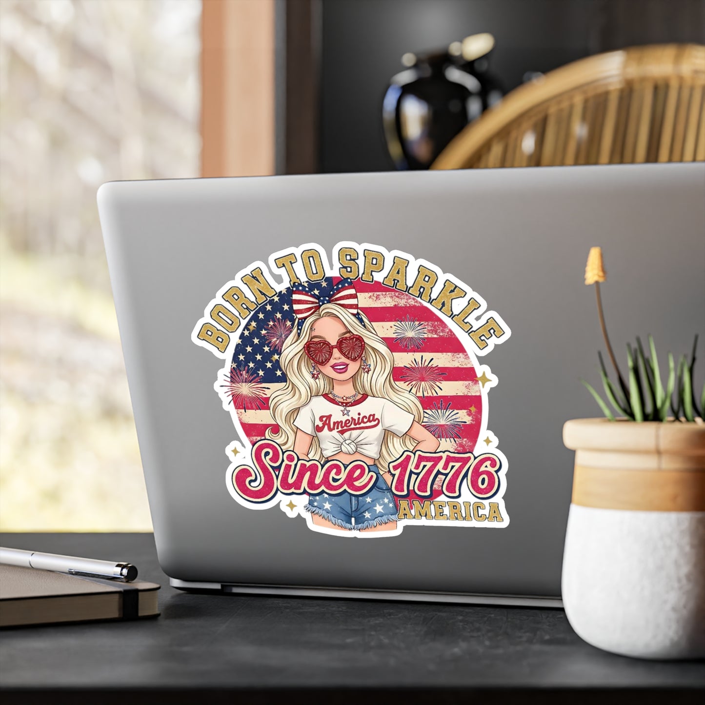 #250 "Born to Sparkle Since 1776" Patriotic Vinyl Sticker Kiss-Cut Decal (Fourth of July)
