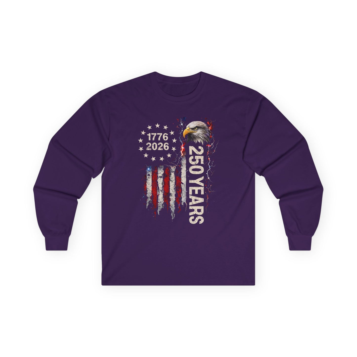 #250 1776-2026 250 Years USA Bicentennial Eagle Long Sleeve Tee