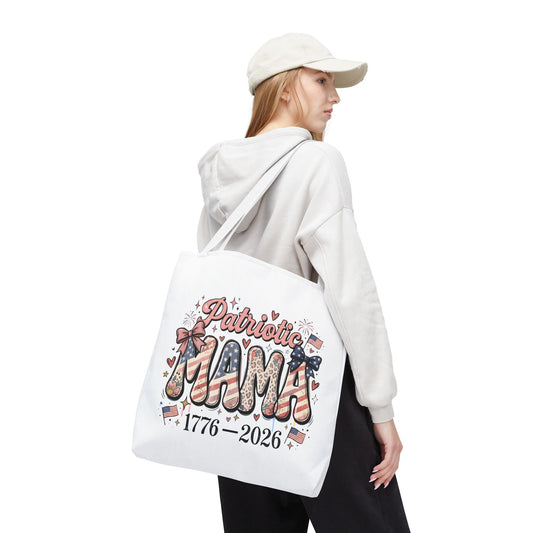 #250 Patriotic Mama 1776–2026 American Flag Tote Bag
