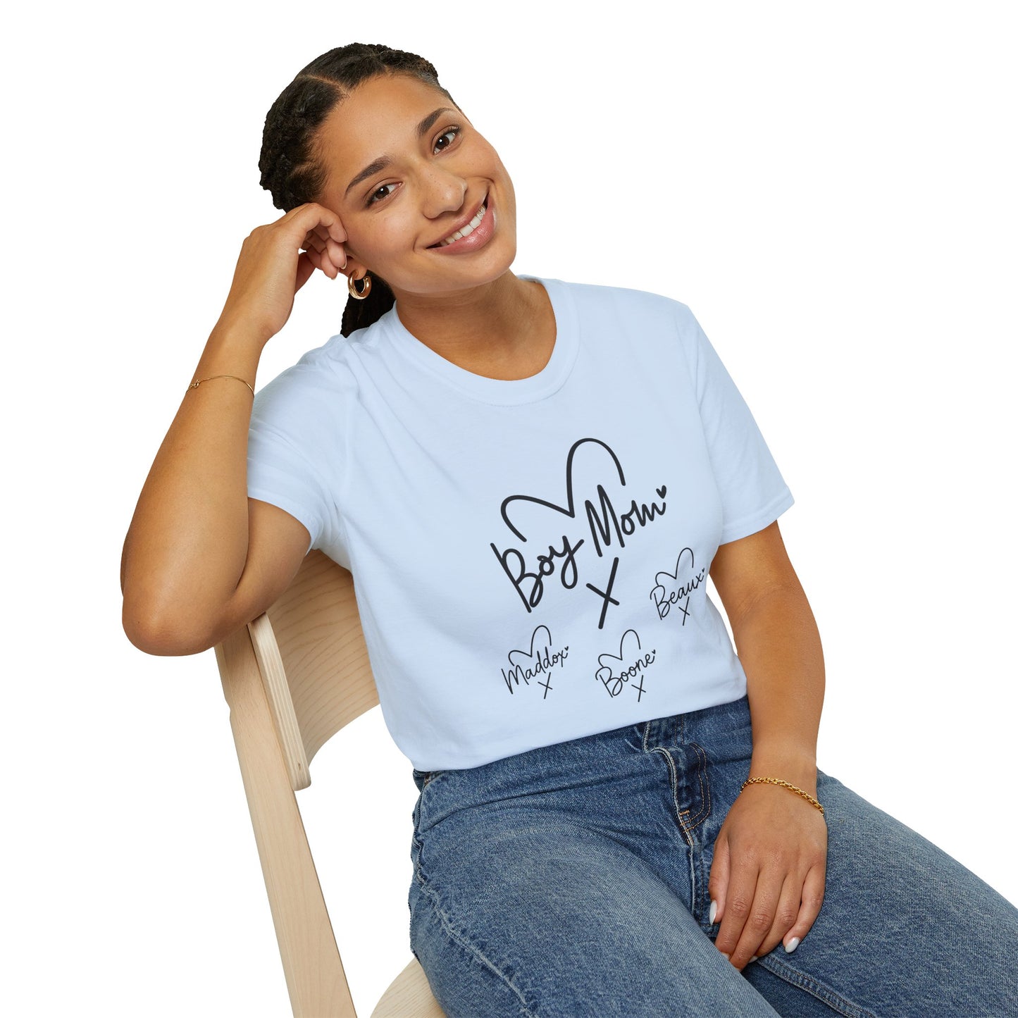 #CBS Boy Mom Heart T-Shirt – Casual Graphic Tee for Mothers ("Boy Mom" Script Design)