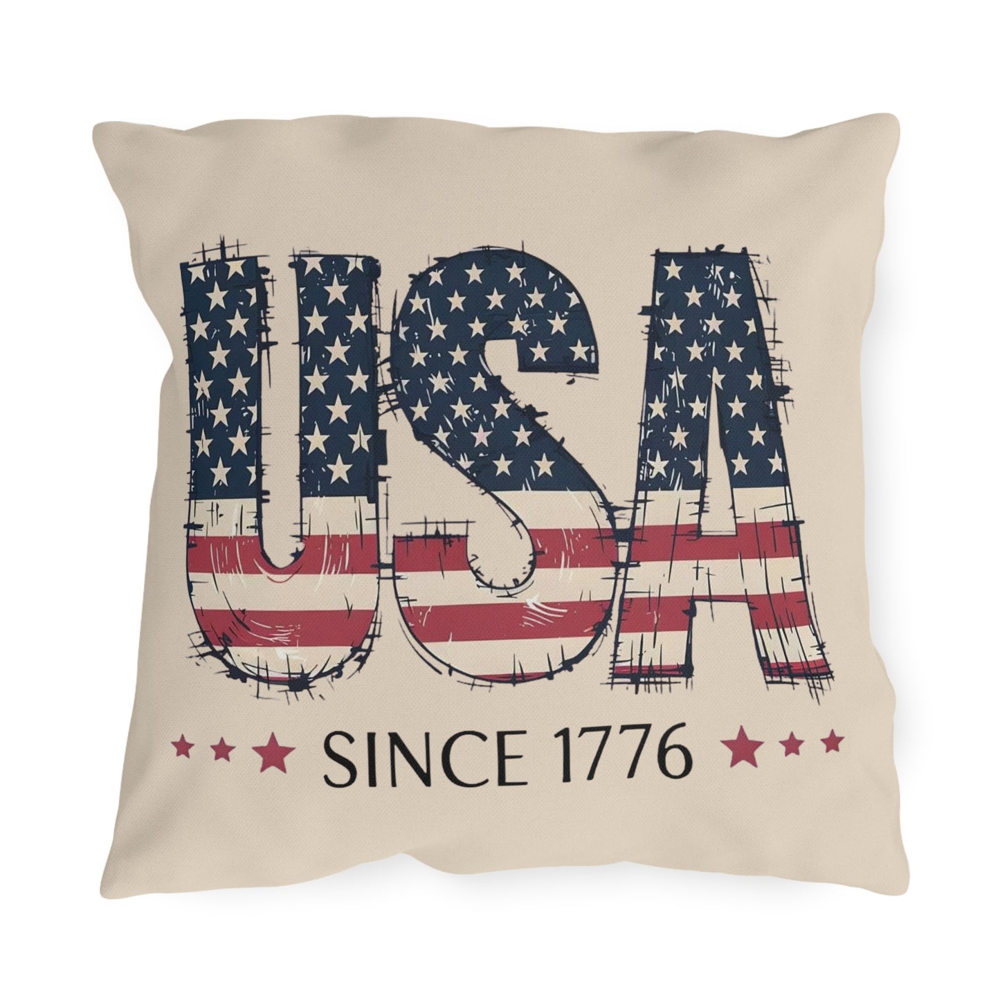 #250 USA Flag "USA Since 1776" Patriotic Outdoor Throw Pillow