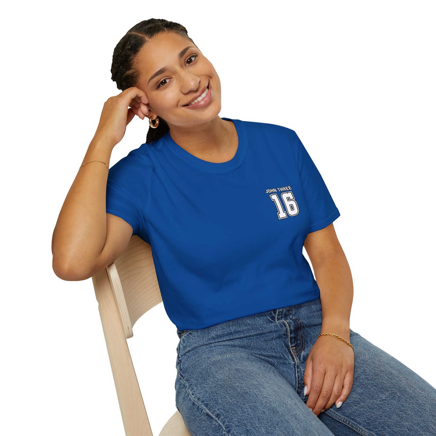 John Three 16 Chest and Back Jersey Print with Scripture Tee