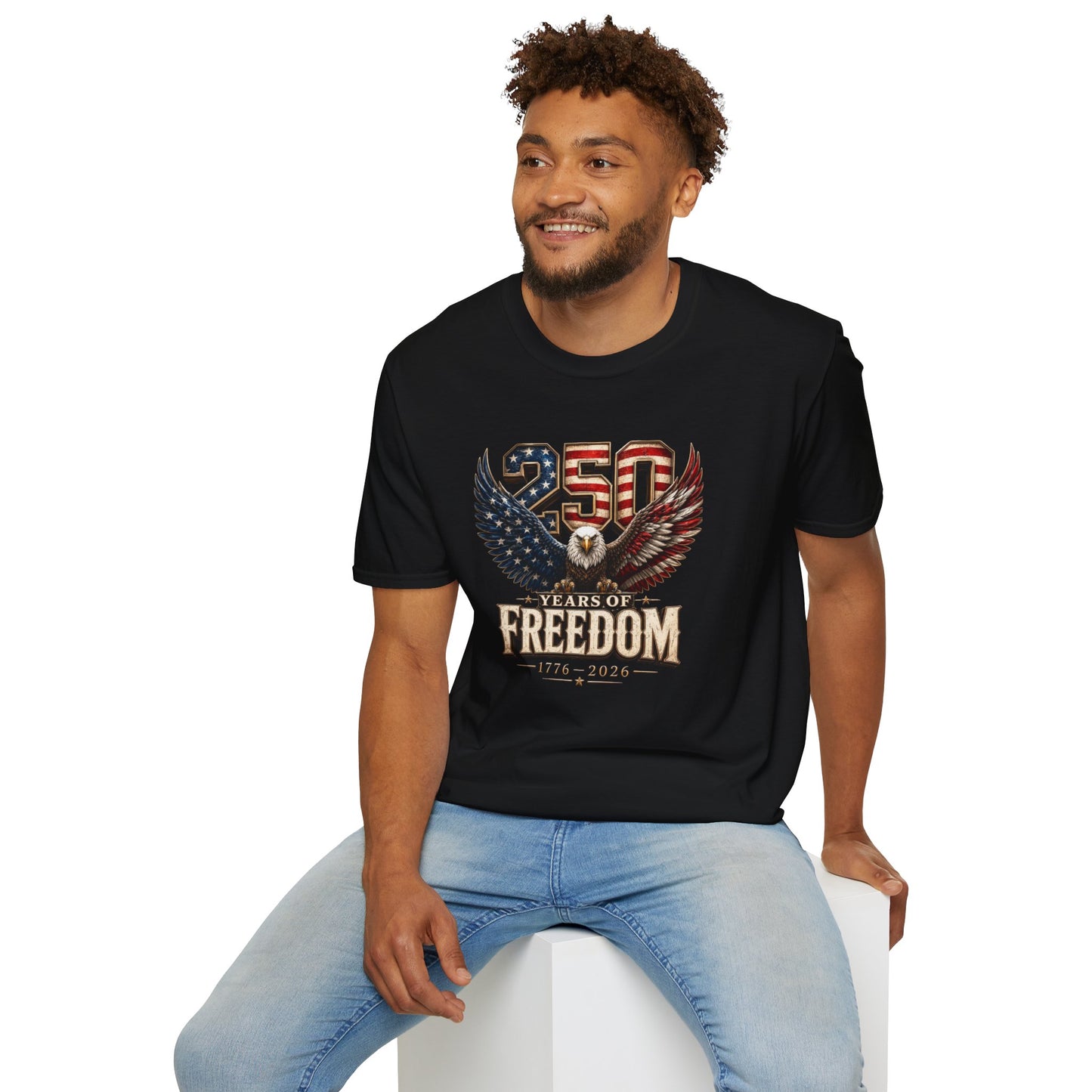 #250 250 Years of Freedom Eagle Patriotic American Flag Anniversary (1776–2026) T-Shirt