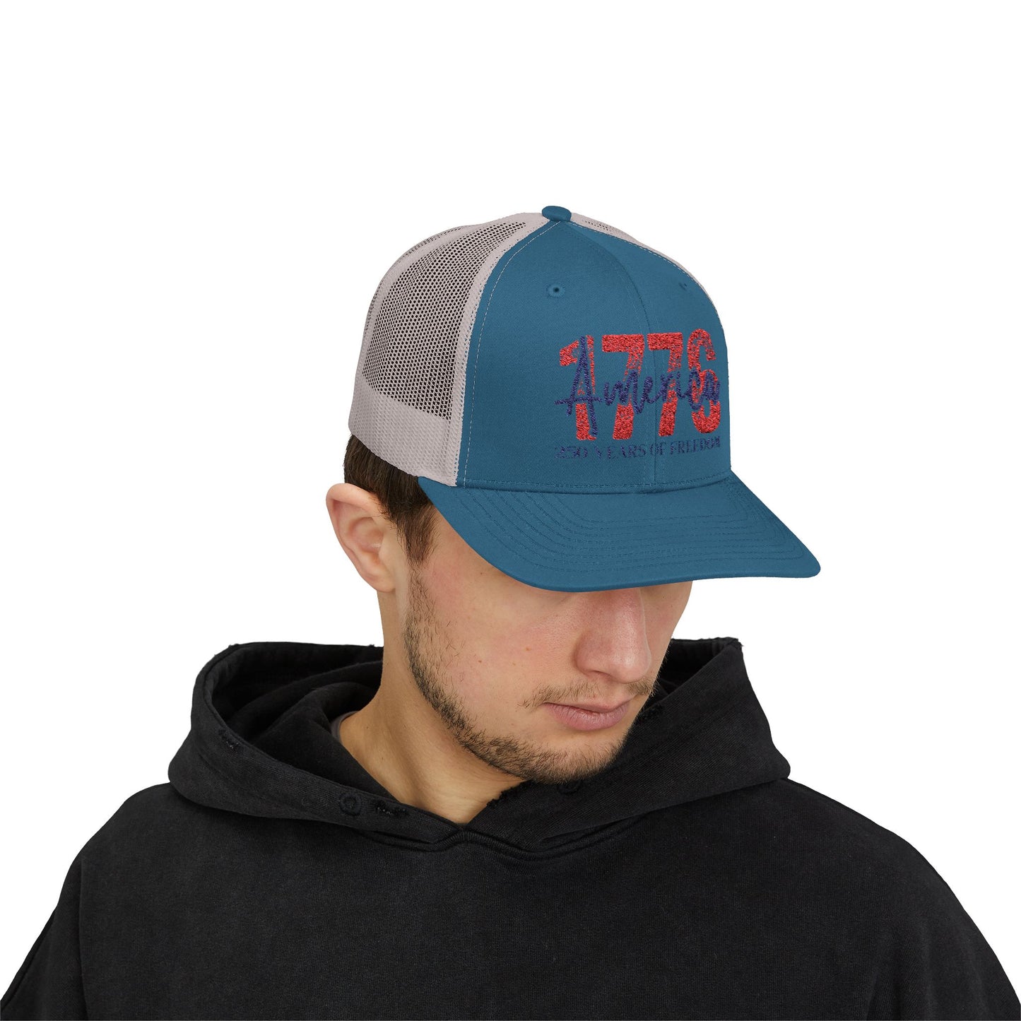 #250 1776 America: 250 Years of Freedom' Patriotic Independence Day Snapback Trucker Cap