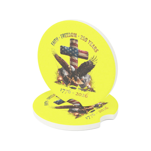 #250 Faith • Freedom 250 Years American Flag Cross & Eagle 1776-2026 Car Coaster Insert