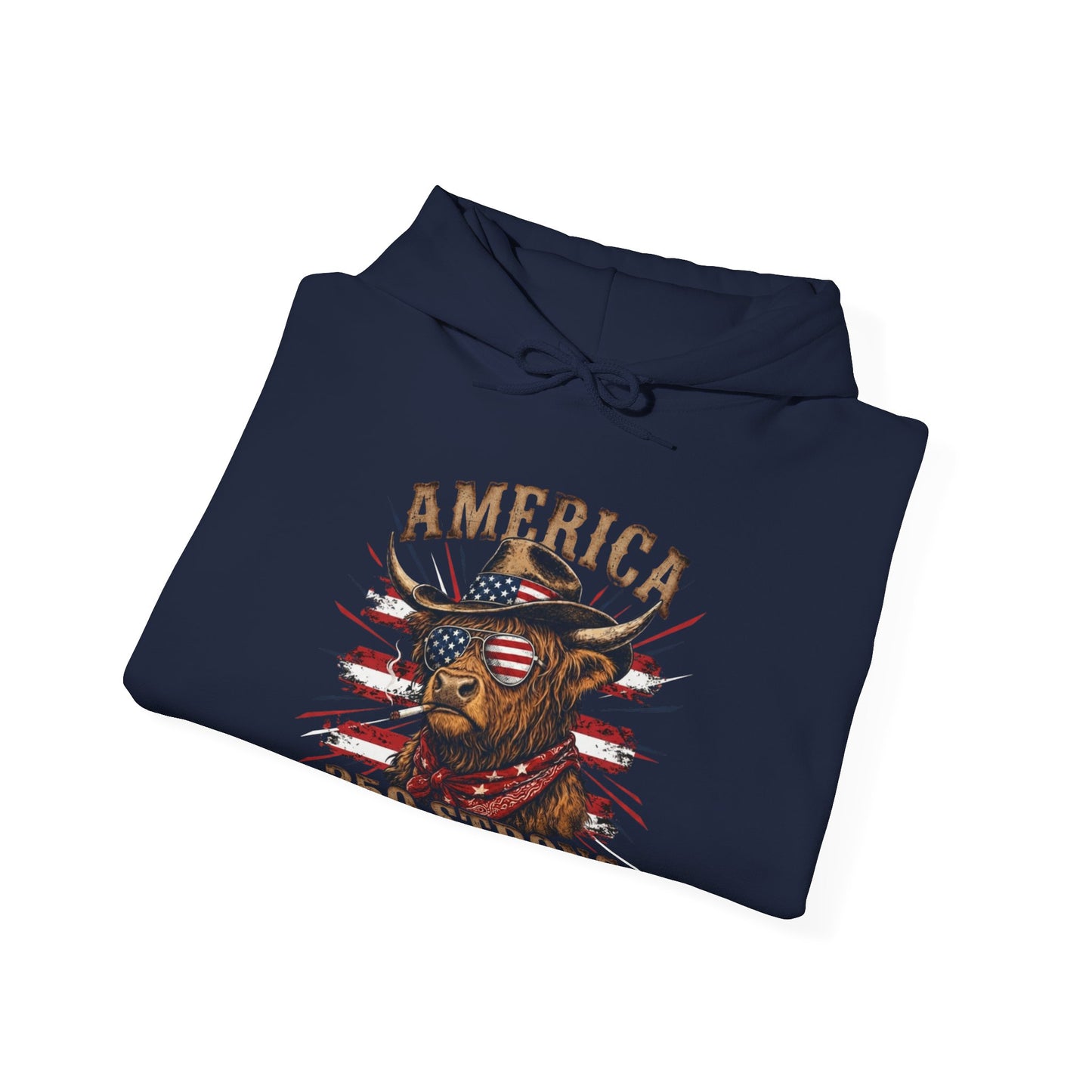 #250 America 250 Strong Patriotic Bull with American Flag Hoodie