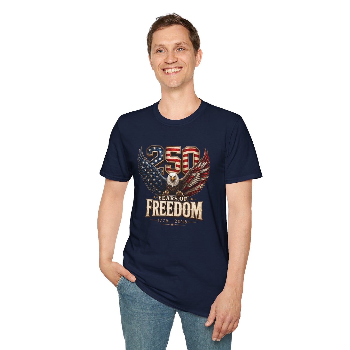 #250 250 Years of Freedom Eagle Patriotic American Flag Anniversary (1776–2026) T-Shirt