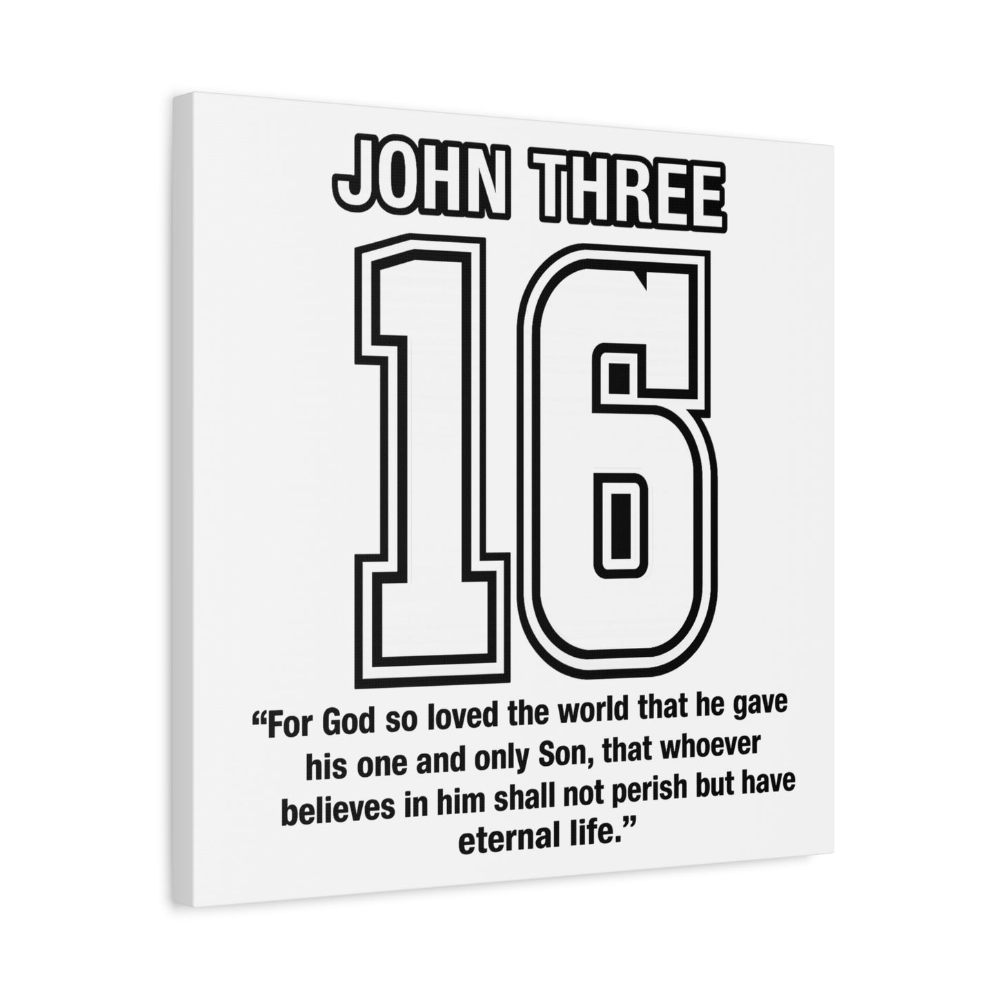 John Three 16 Numbered with Scripture Canvas Print - 'John Three 16' with Bible Verse (John 3:16)