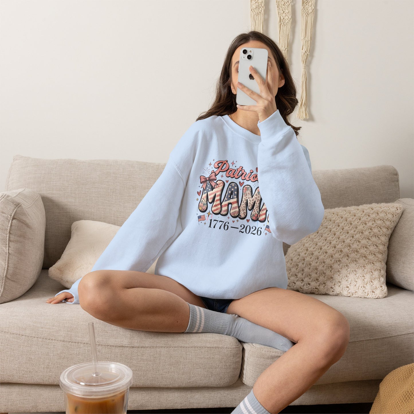 #250 Patriotic Mama 1776–2026 American Flag Sweatshirt