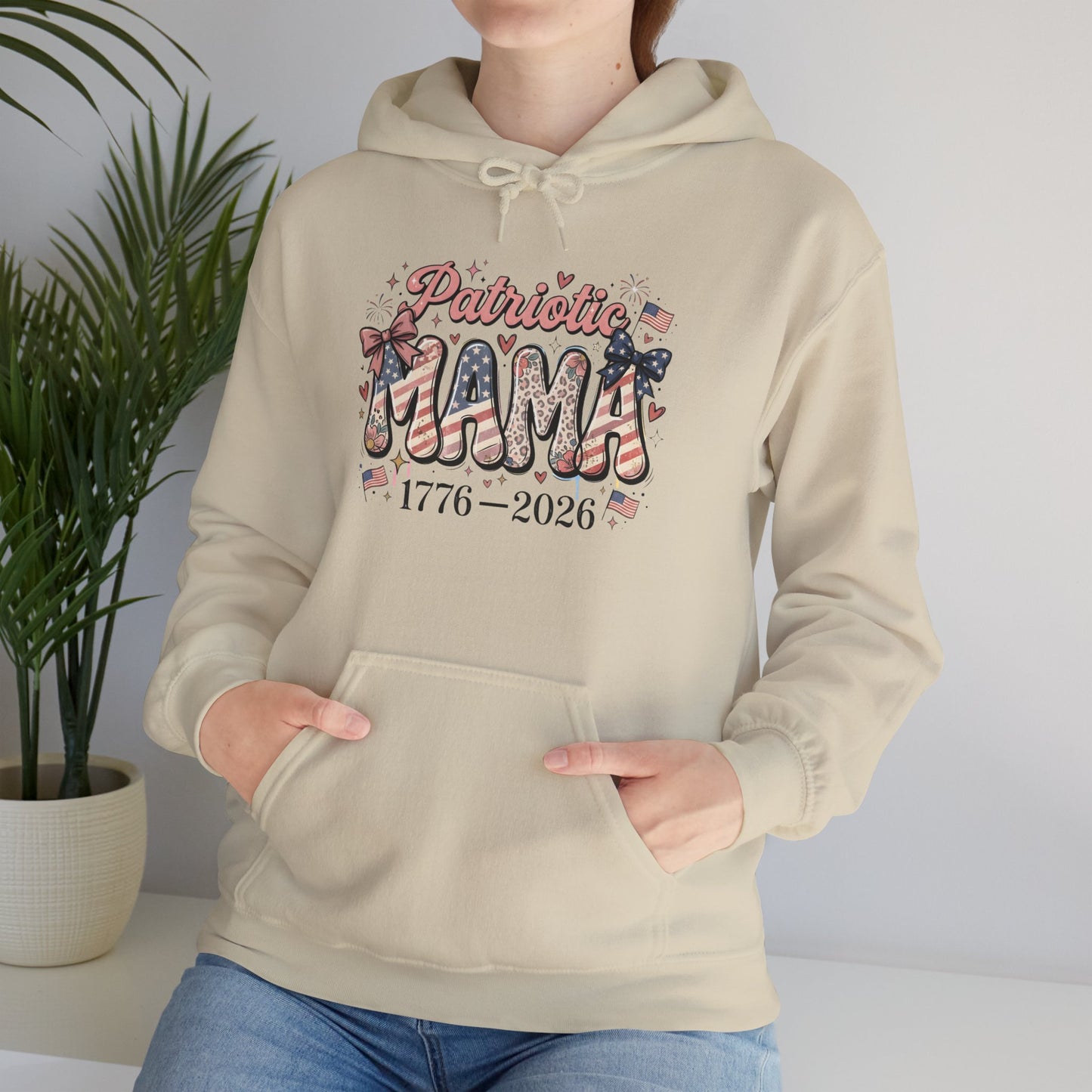#250 Patriotic Mama 1776–2026 American Flag Hoodie