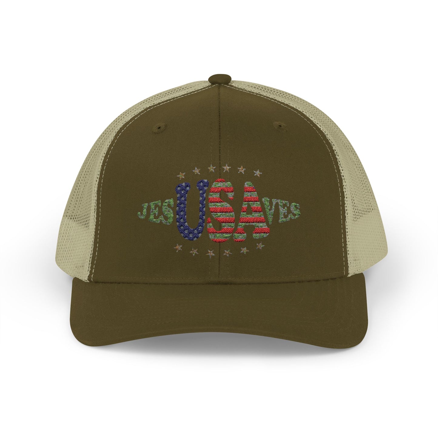 JesUSAves Patriotic Snapback Trucker Cap American Flag Christian Faith