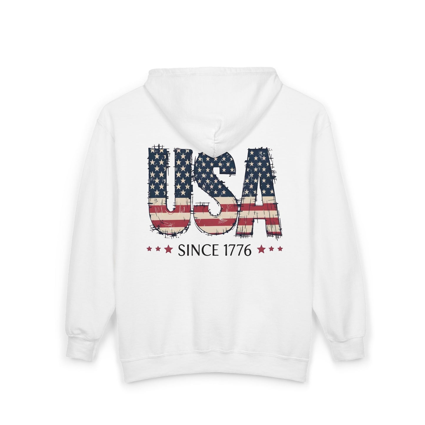 #250 USA Flag "USA Since 1776" Patriotic Zip Hoodie