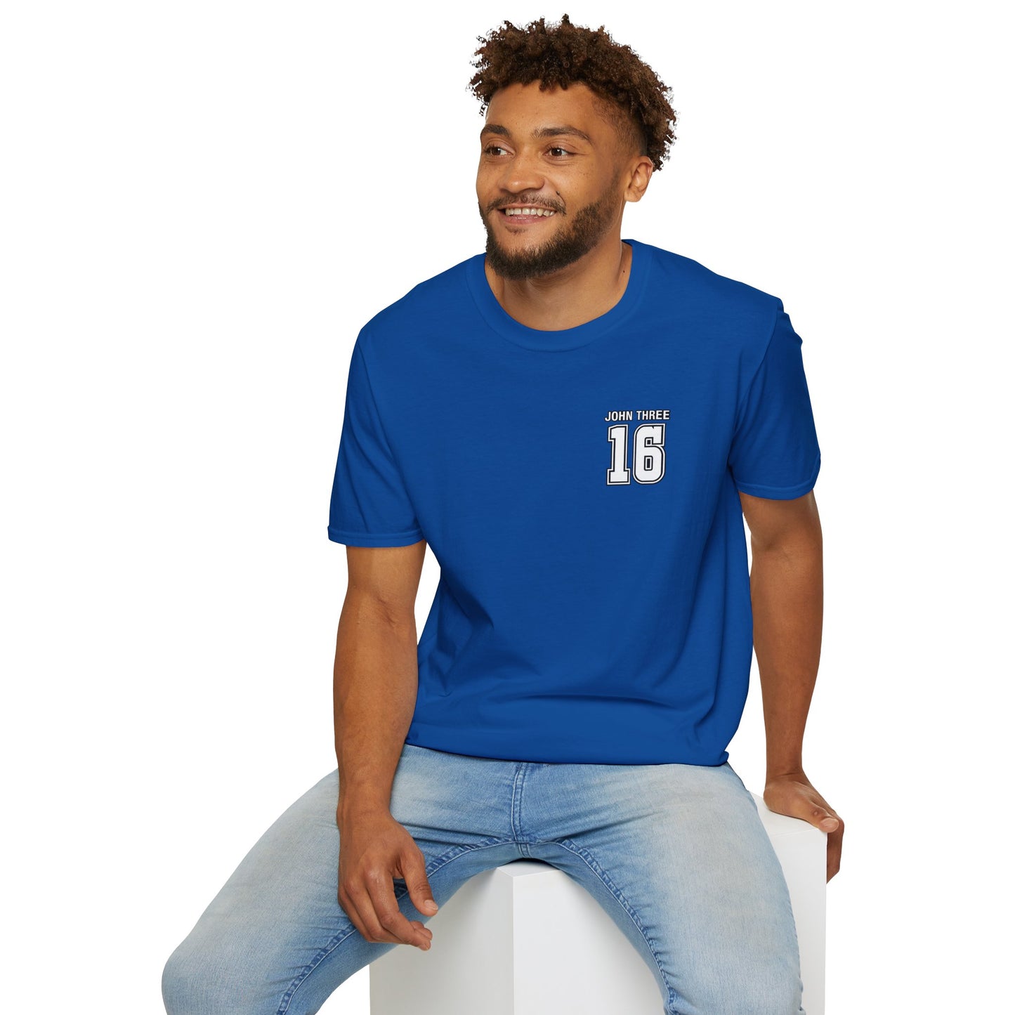 John Three 16 Chest and Back Jersey Print with Scripture Tee